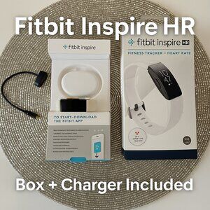 Fitbit Inspire HR Fitness Tracker + Heart Rate — White Band — Original Box